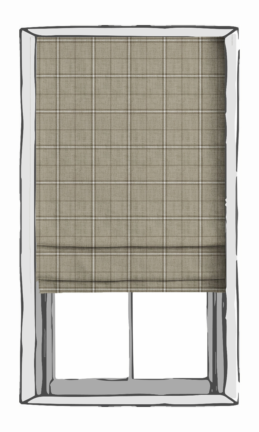 Checkered Free Fabric Material Sample (Grey-Beige/ Brown)