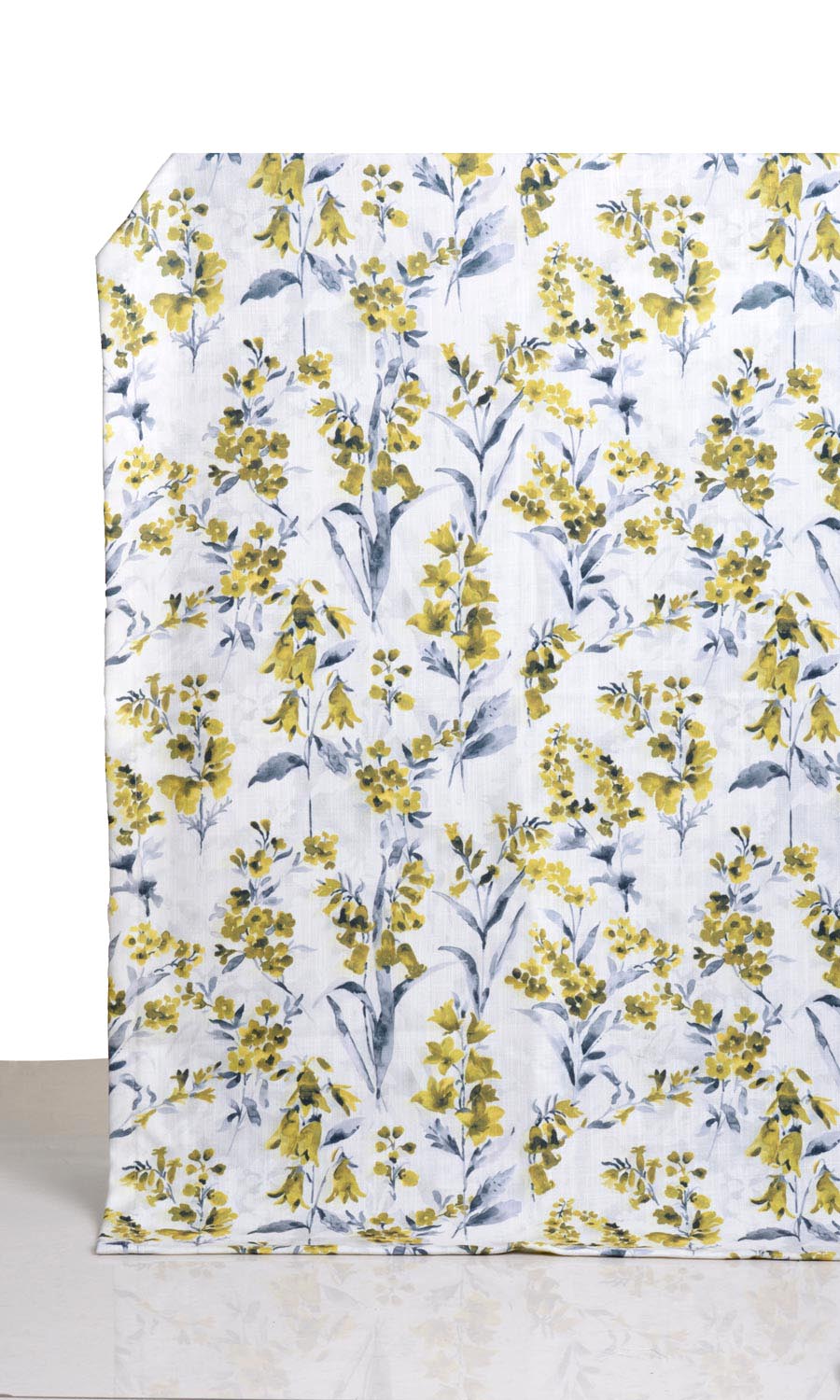 Floral Print Window Treatments Fabric By the Metre (Yellow/ Gray)