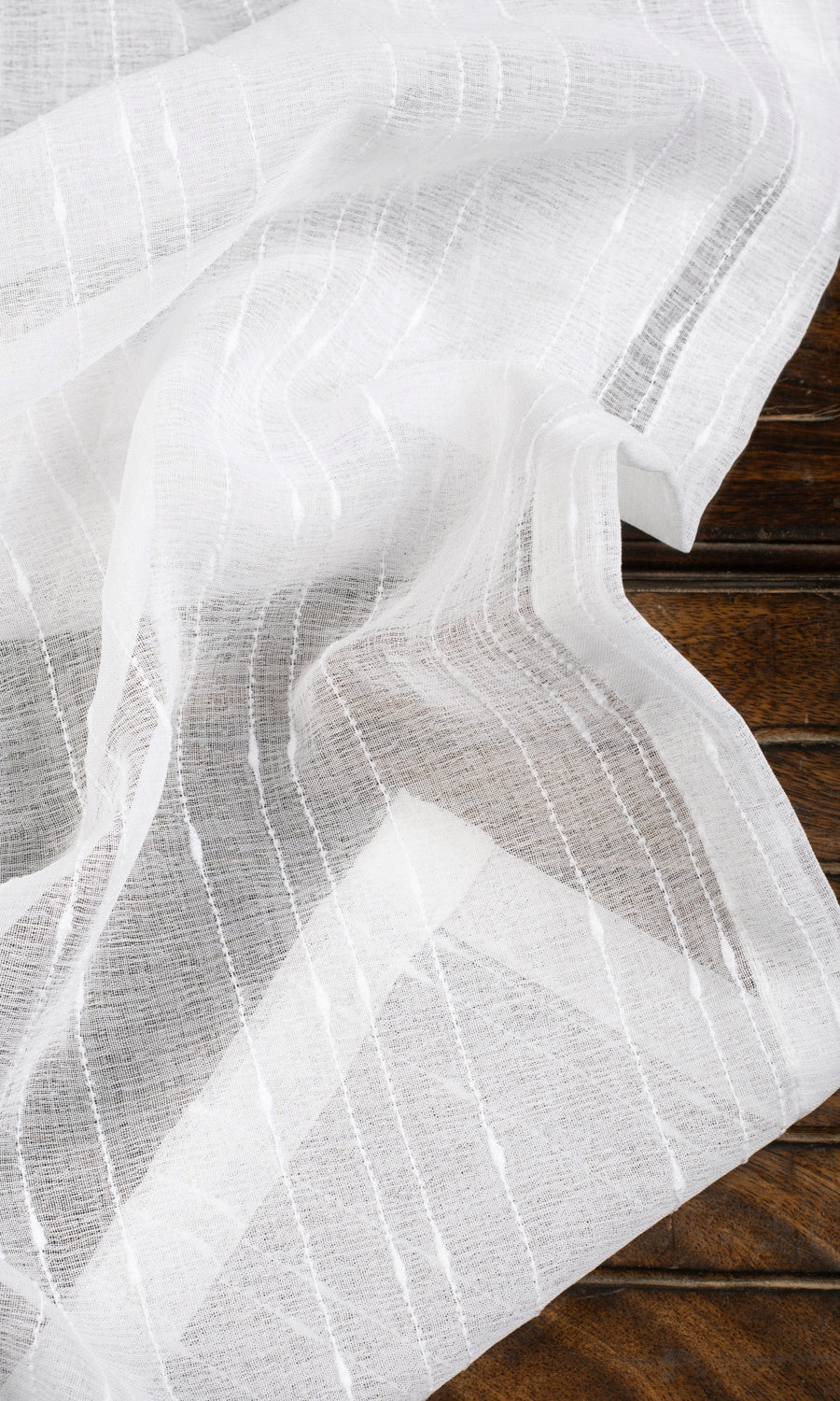 Striped Sheer Window Treatments Fabric Sample (White)