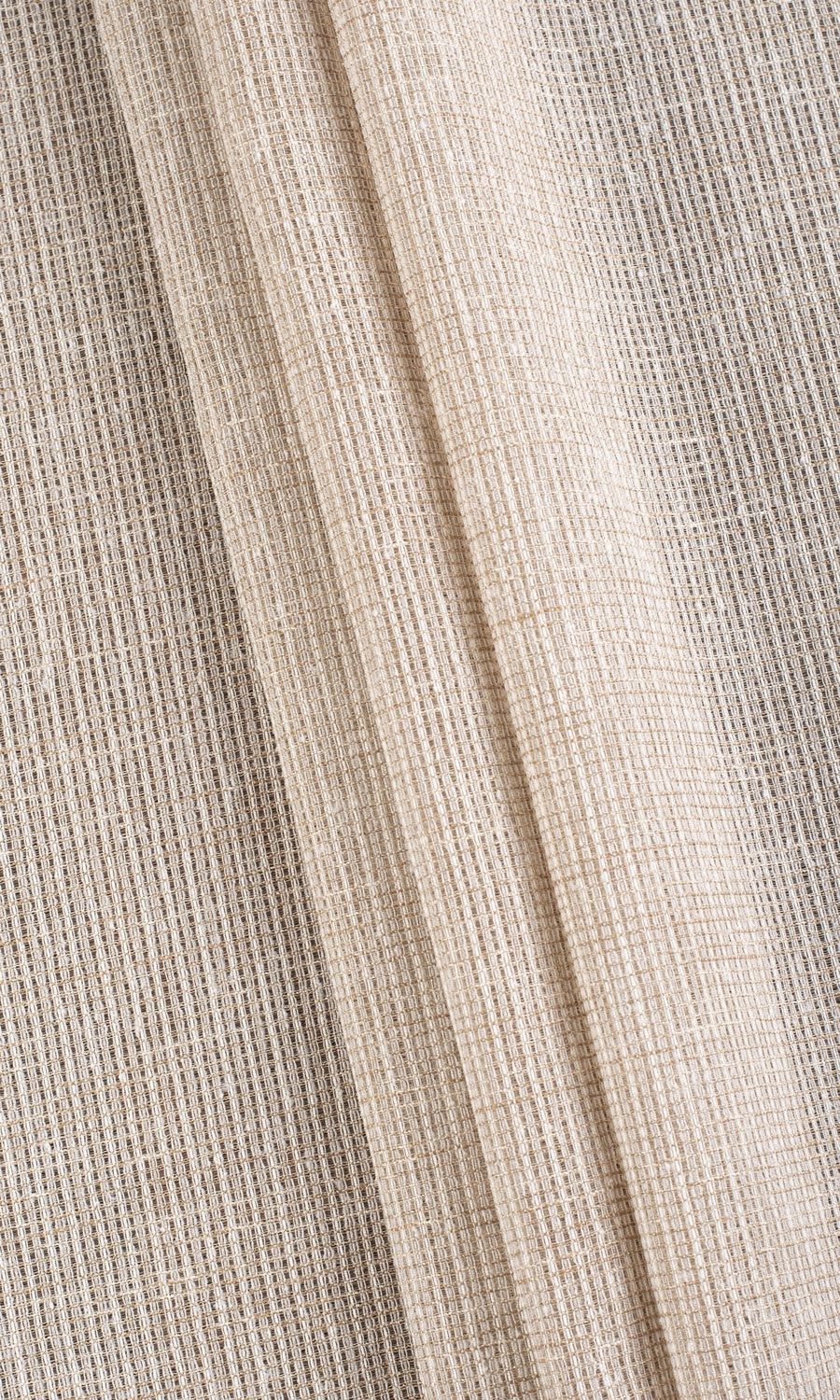 Checkered Sheer Home Textile Fabric Material Sample (Beige/ Brown)
