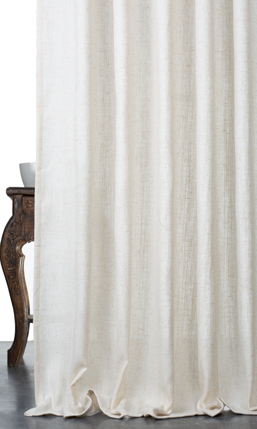 Semi-Sheer Linen Texture Window Treatments Fabric By the Metre (Cream)