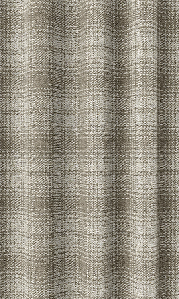 Plaid Patterned Home Textile Fabric Material By the Metre (Beige/ White)