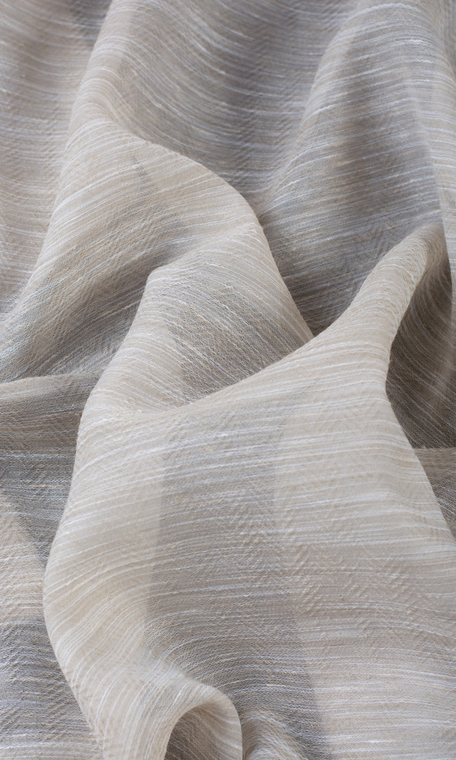 Textured Sheer Fabric Material By the Metre (Greige/ Cream)