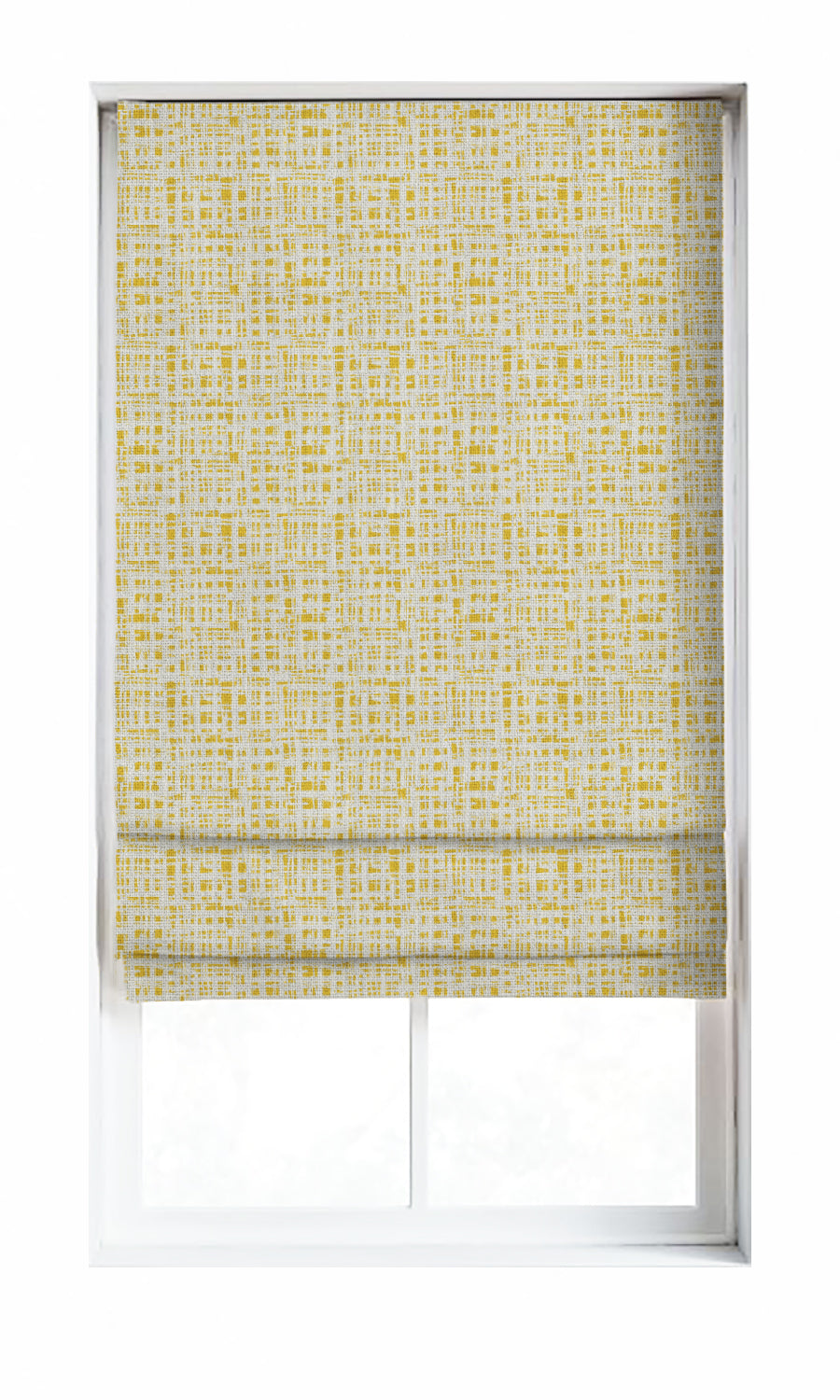 Abstract Print Window Treatments Fabric Sample (Eggshell White/ Yellow)