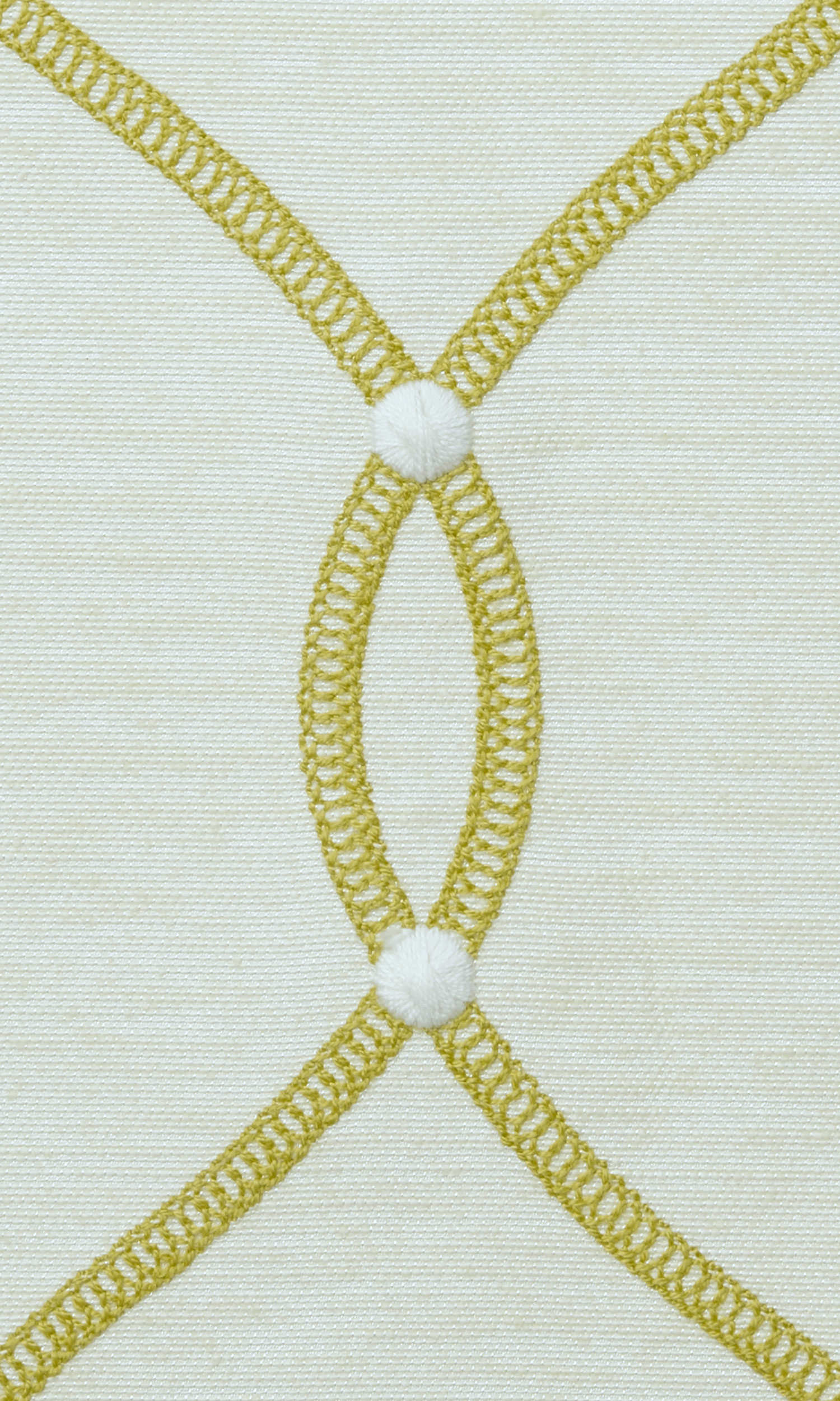 Ogee Embroidery Home Textile Fabric Material By the Metre (White/ Yellow)