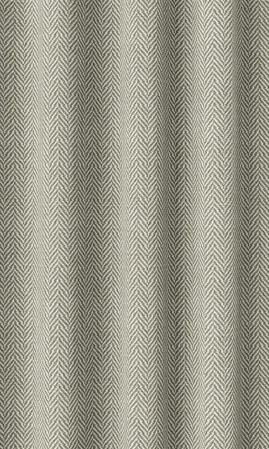 Herringbone Print Home Décor Fabric By the Metre (Green/ White)
