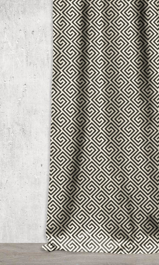 Print Home Décor Fabric Sample (Black/ Ivory)