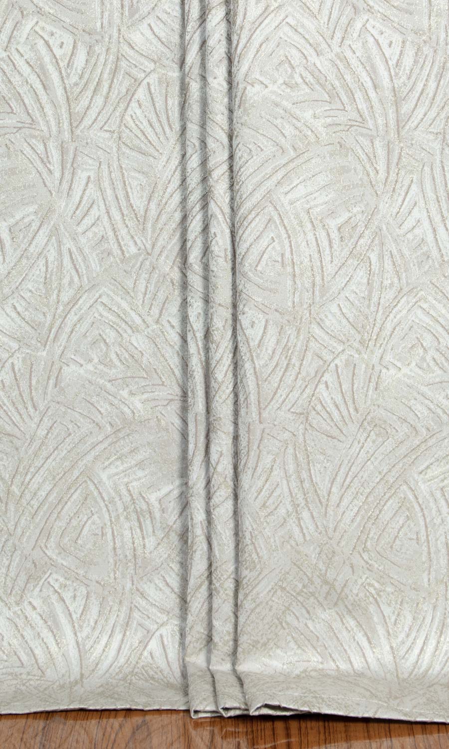 Self-Patterned Poly-Cotton Home Textile Fabric Material Sample (White/ Cream)
