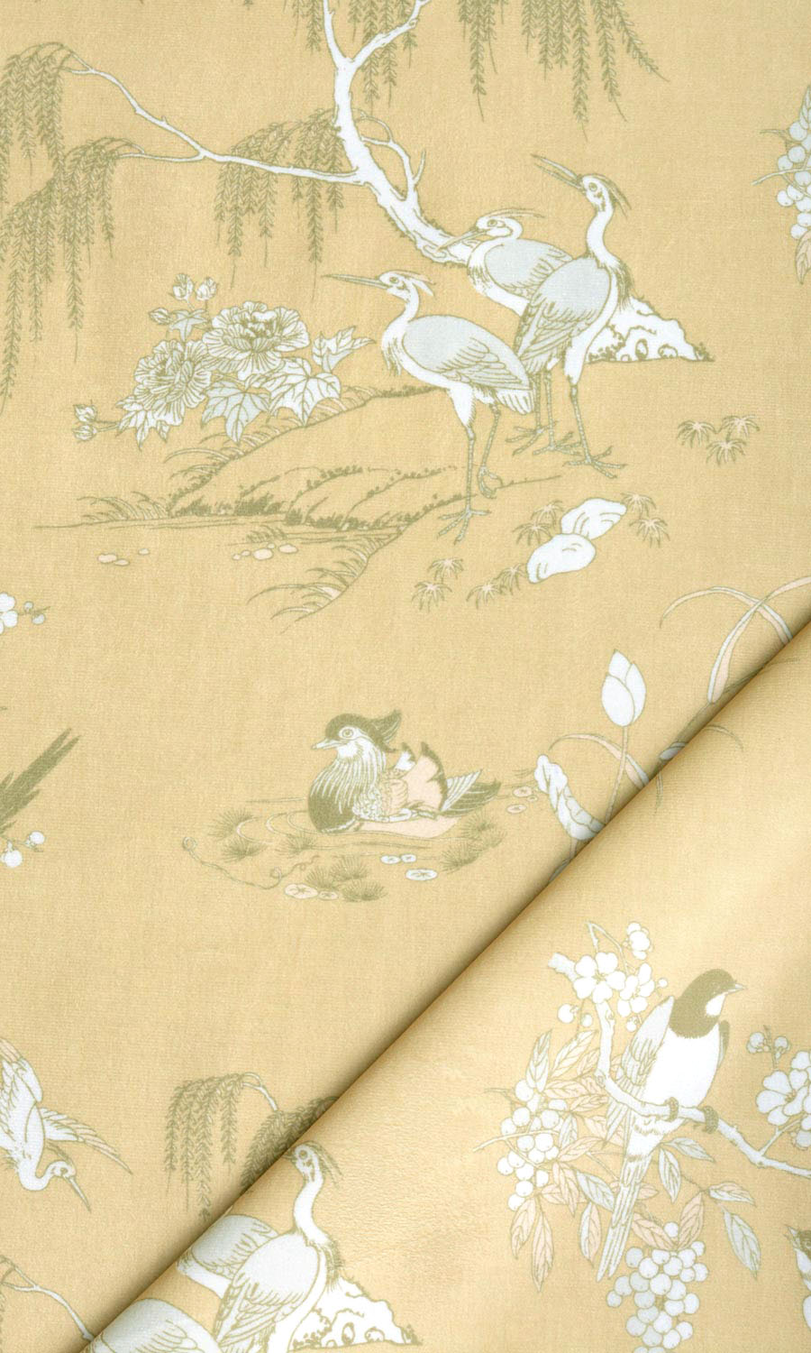 Chinoiserie Toile Velvet Home Textile Fabric Material Sample (Yellow)