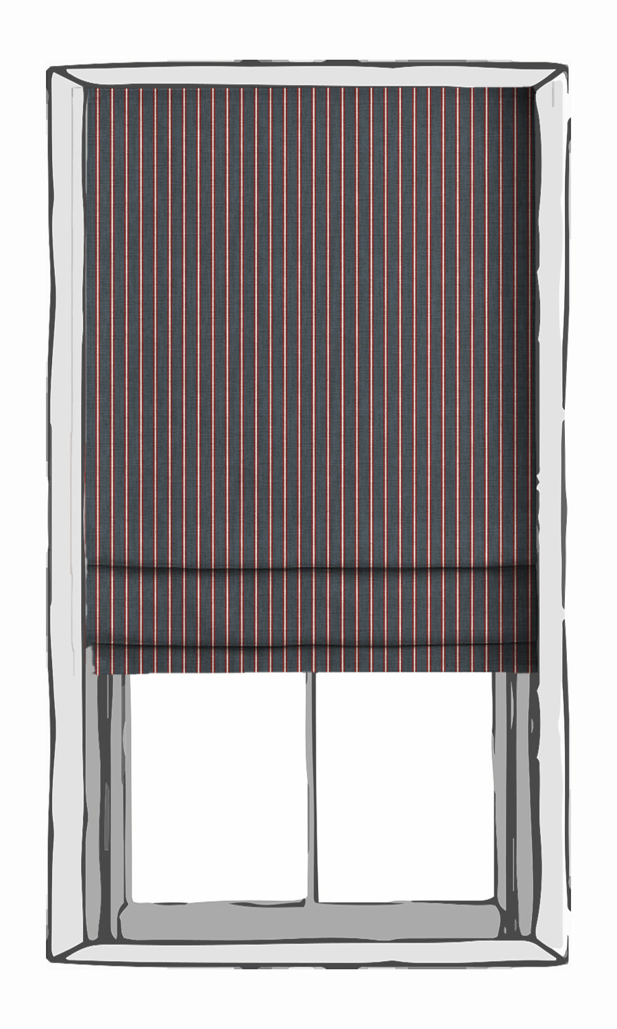 Striped Print Window Treatments Fabric By the Metre (Slate Grey/ Red)