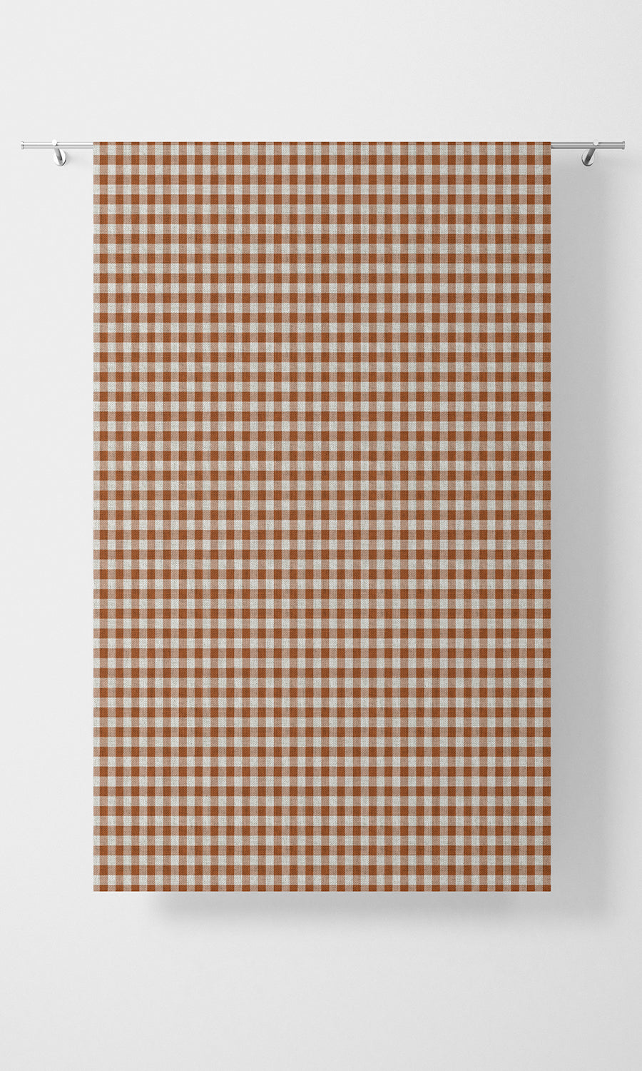Checked Home Textile Fabric Material By the Metre (Burnt Orange/ White)