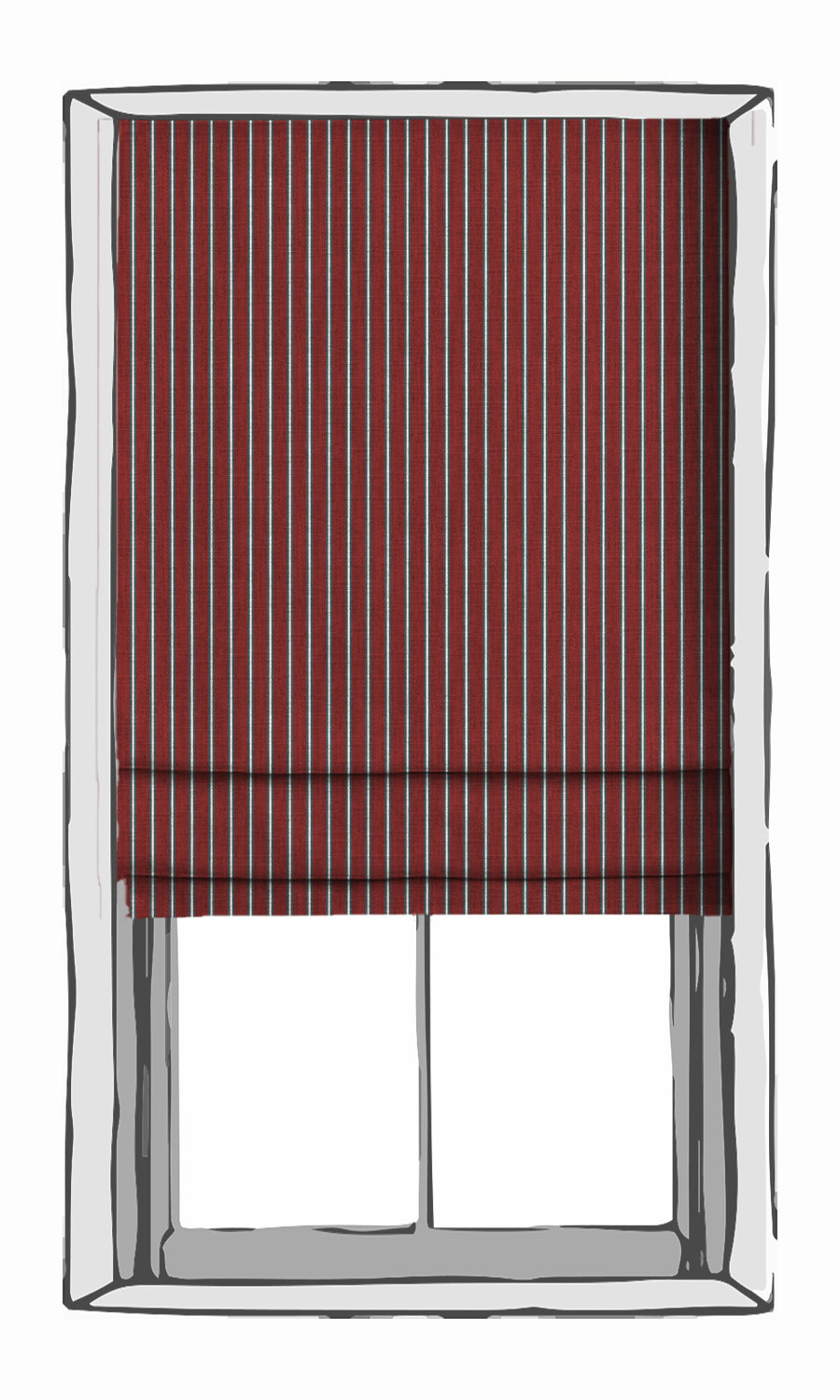 Modern Striped Window Treatments Fabric By the Metre (Slate Grey/ Red)