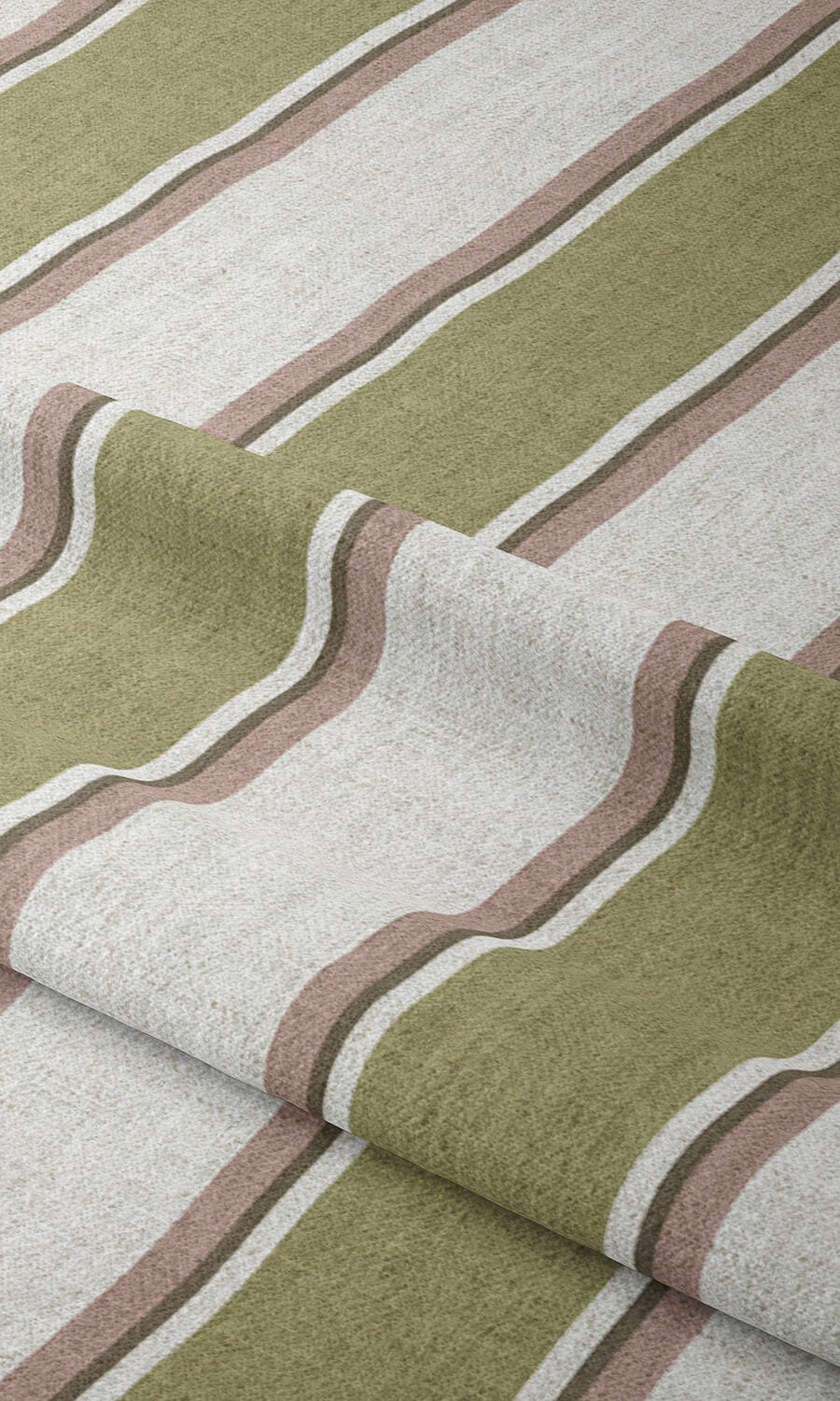 Striped Fabric Material By the Metre (Green/ Pink/ White)