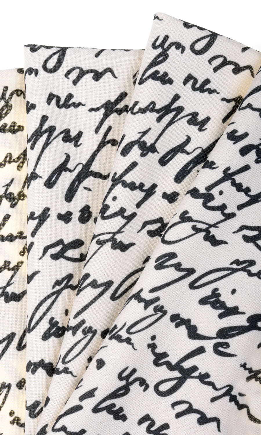 Script Print Fabric Sample for Curtains & Drapes (Paper White/ Ink Black)