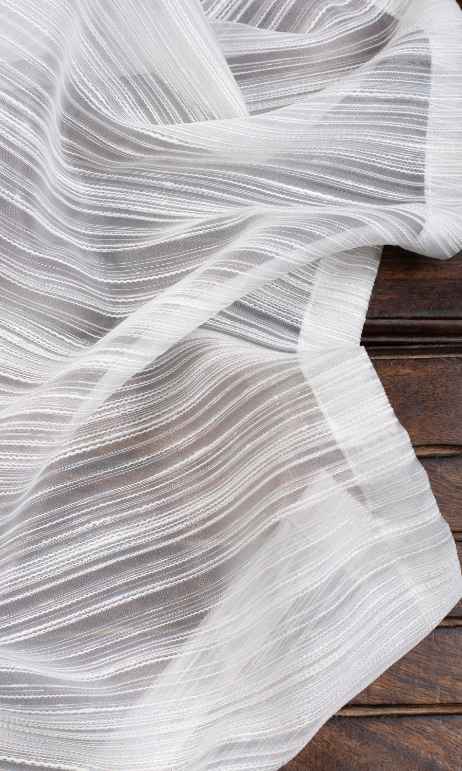 Striped Sheer Home Textile Fabric Material By the Metre (White)