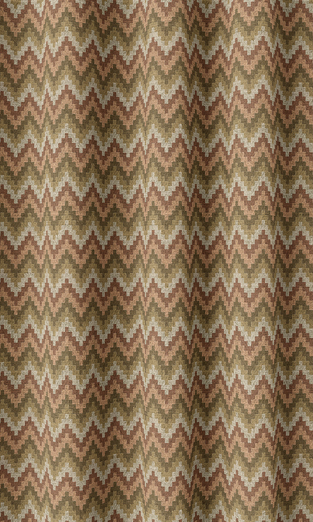 Chevron Patterned Home Textile Fabric Material Sample (Green/ Salmon Pink)