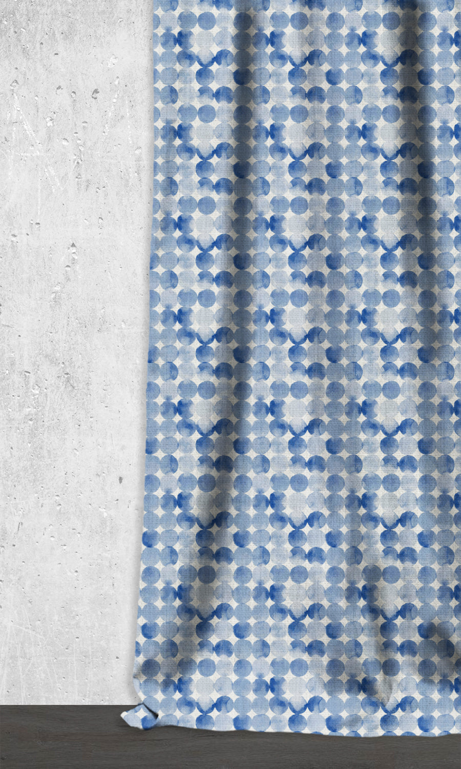 Polka Dot Home Décor Fabric Sample (Eggshell White/ Blue)