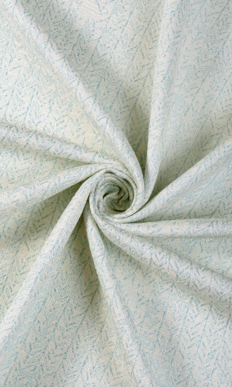 Herringbone Poly-Cotton Fabric By the Metre for Curtains & Drapes (White/ Blue)
