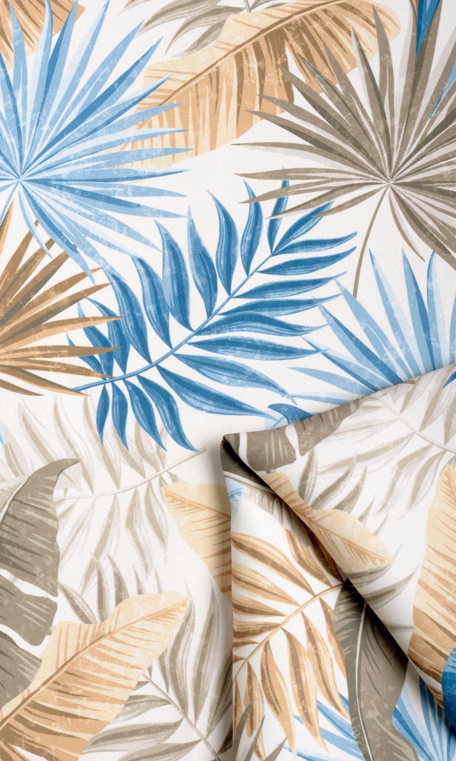 Botanical Floral Fabric Material By the Metre (Blue/ Brown)