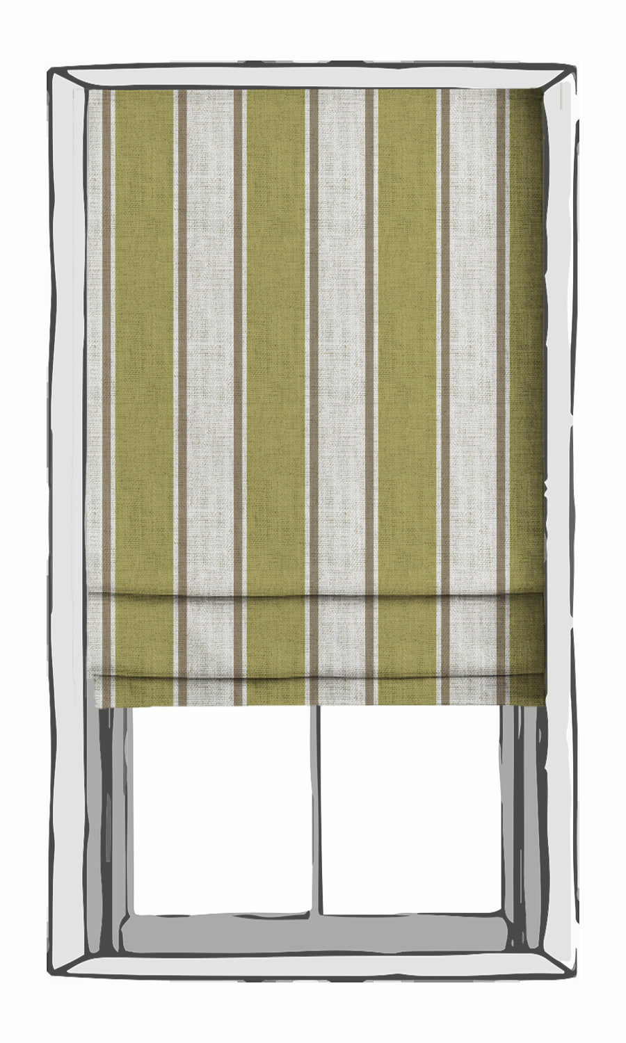 Modern Striped Print Free Fabric Material Sample (Green/ Brown)