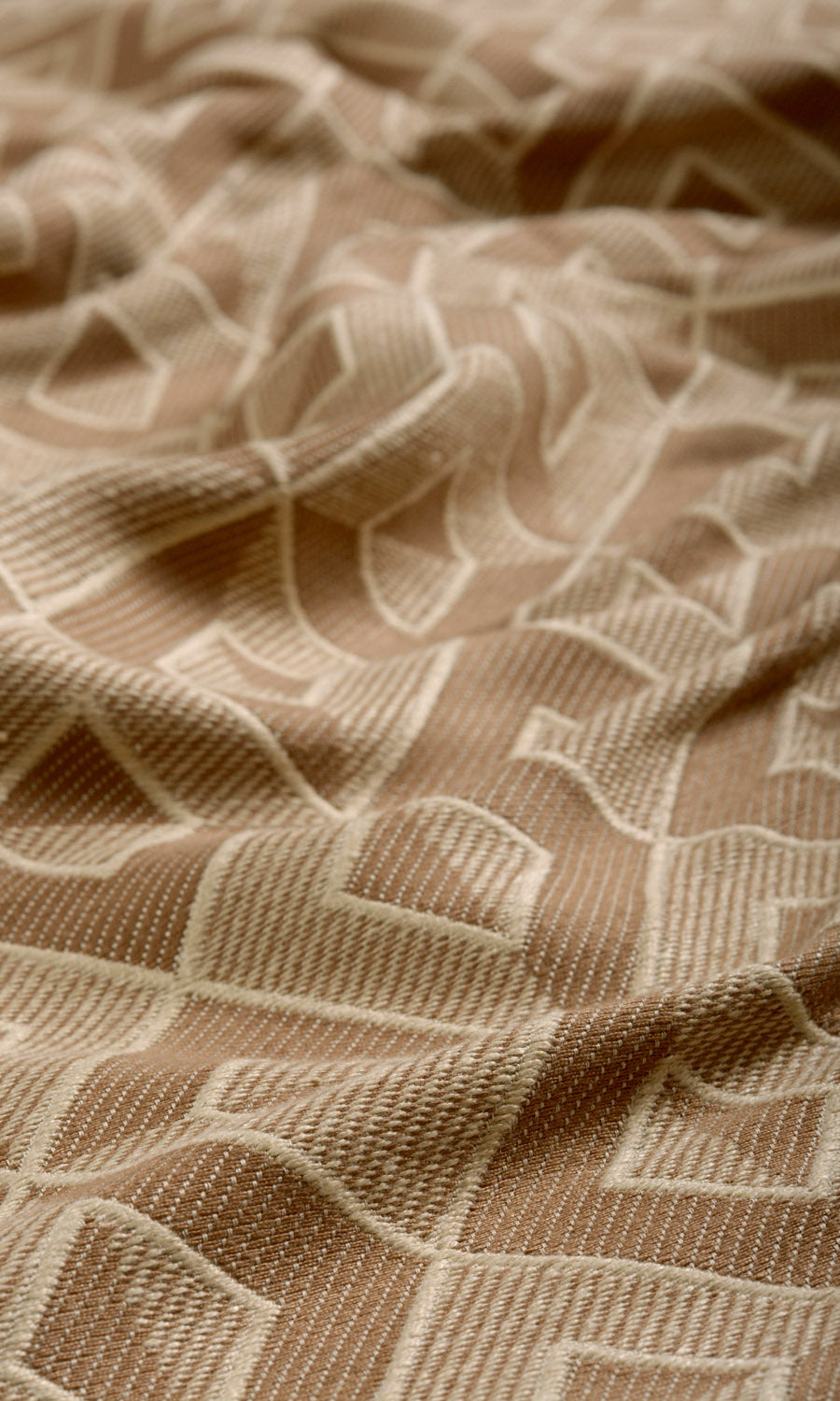 Argyle Patterned Fabric By the Metre for Curtains & Drapes (Pale Tan/ Brown)