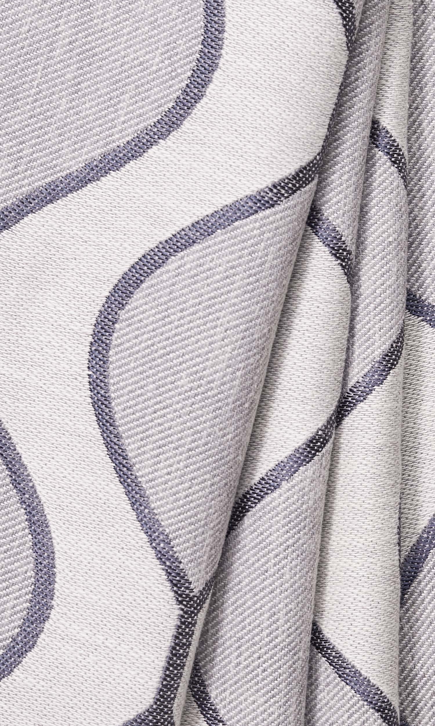 Ogee Patterned Window Treatments Fabric By the Metre (Navy Blue/ Gray)