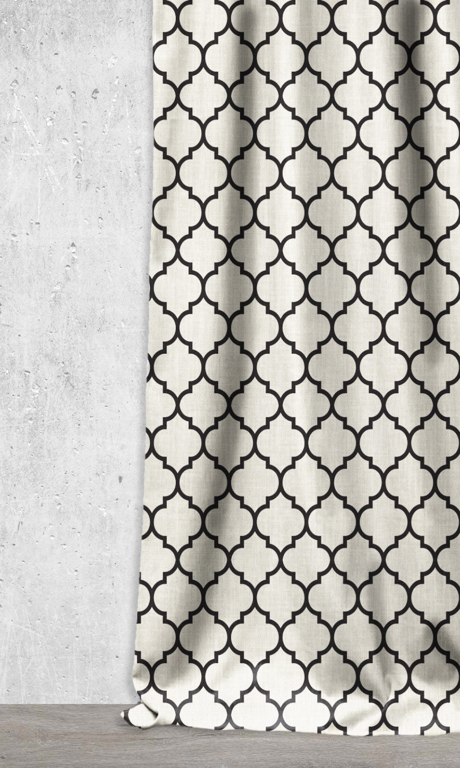 Geometrical Printed Home Décor Fabric Sample (Black/ Ivory)