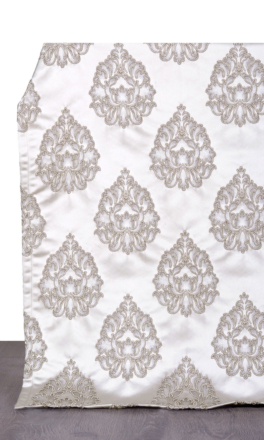 Damask Textured Window Treatments Fabric By the Metre (Off White/ Black)