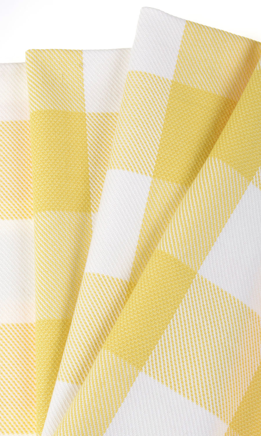 Buffalo Check Fabric Material By the Metre (Lemon Yellow/ White)