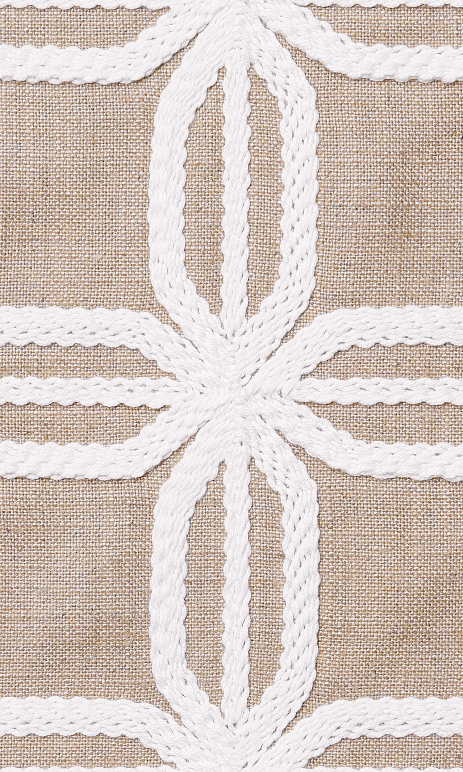 Geometric Cotton-Linen Home Textile Fabric Material Sample (Beige/ White)