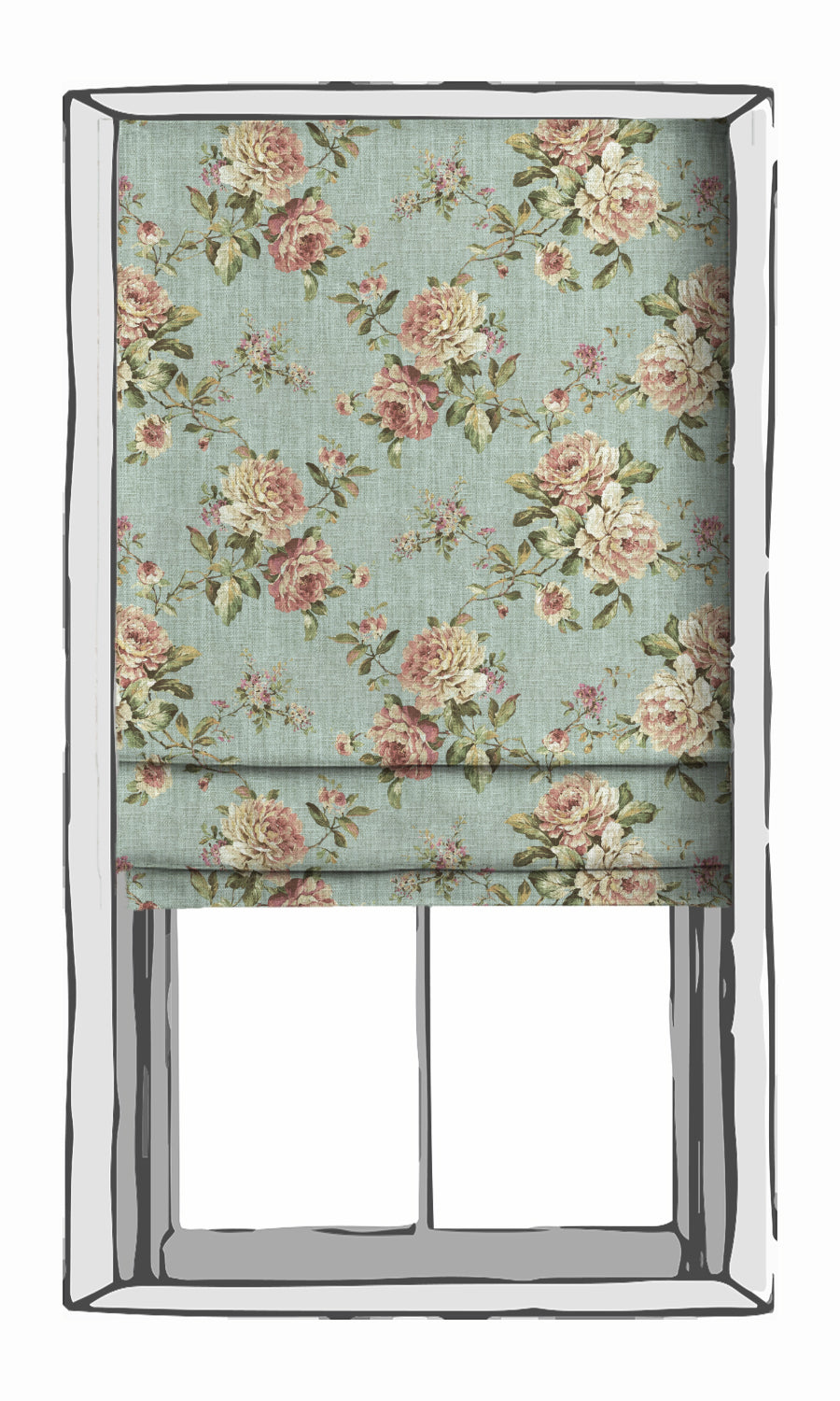 Country Floral Window Treatments Fabric By the Metre (Blue/ Pink)