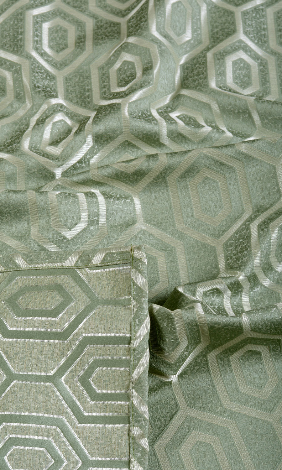 Honeycomb Patterned  Fabric By the Metre for Curtains & Drapes (Sage Green)