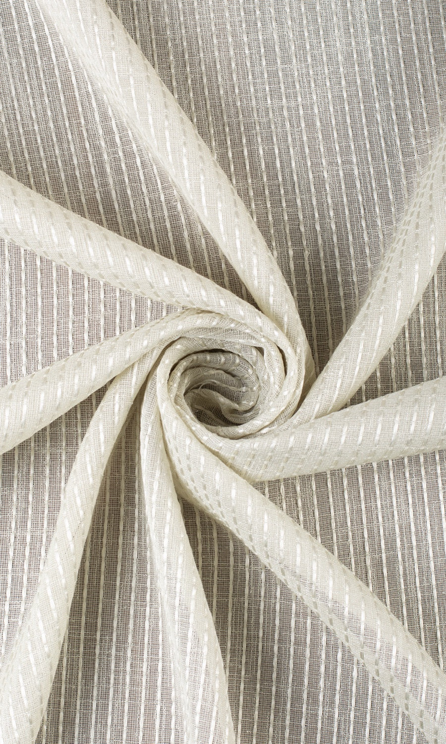 Striped Embroidery Sheer Home Textile Fabric Material Sample (Gray)