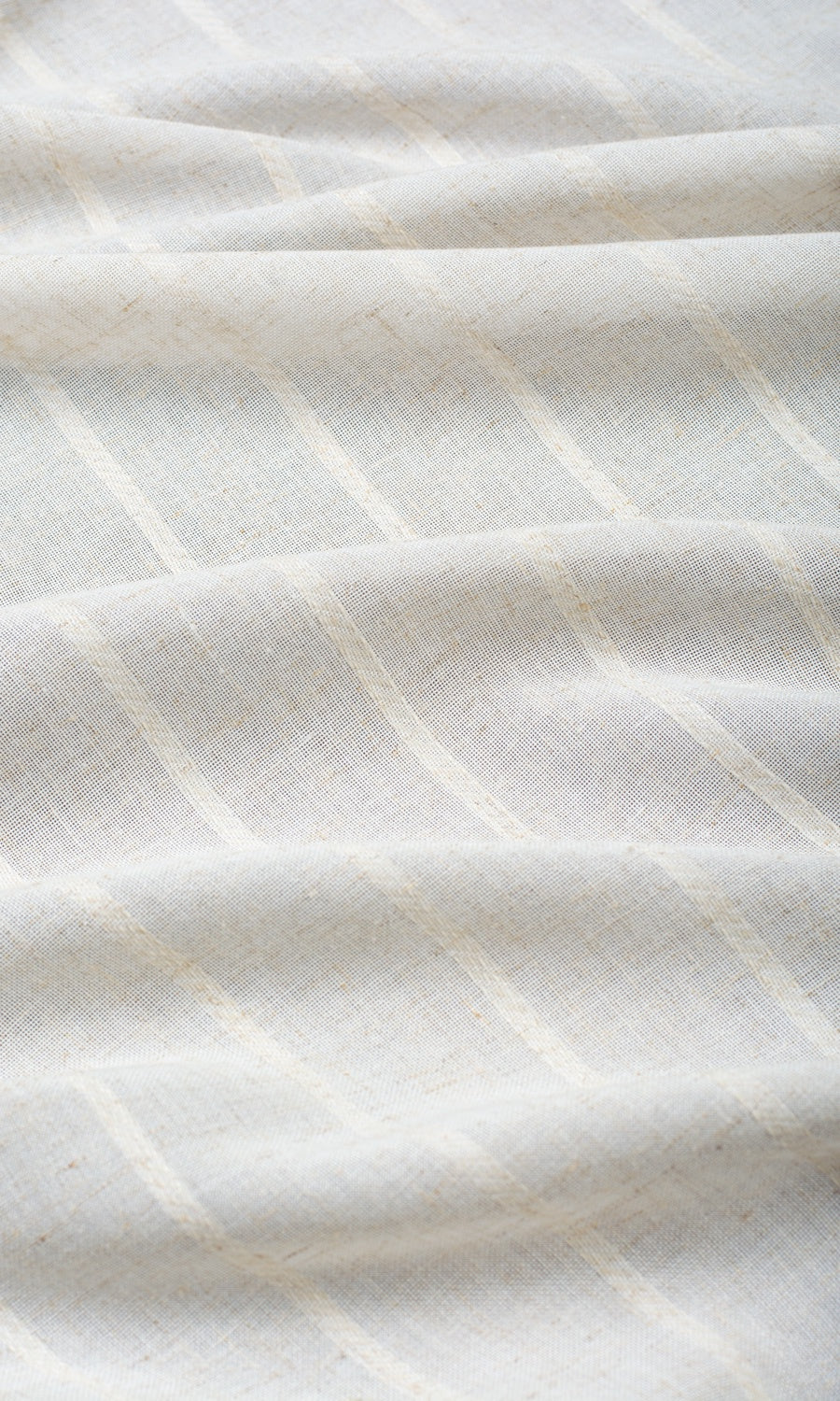 Striped Sheer Fabric By the Metre for Curtains & Drapes (Cream/ Ivory)