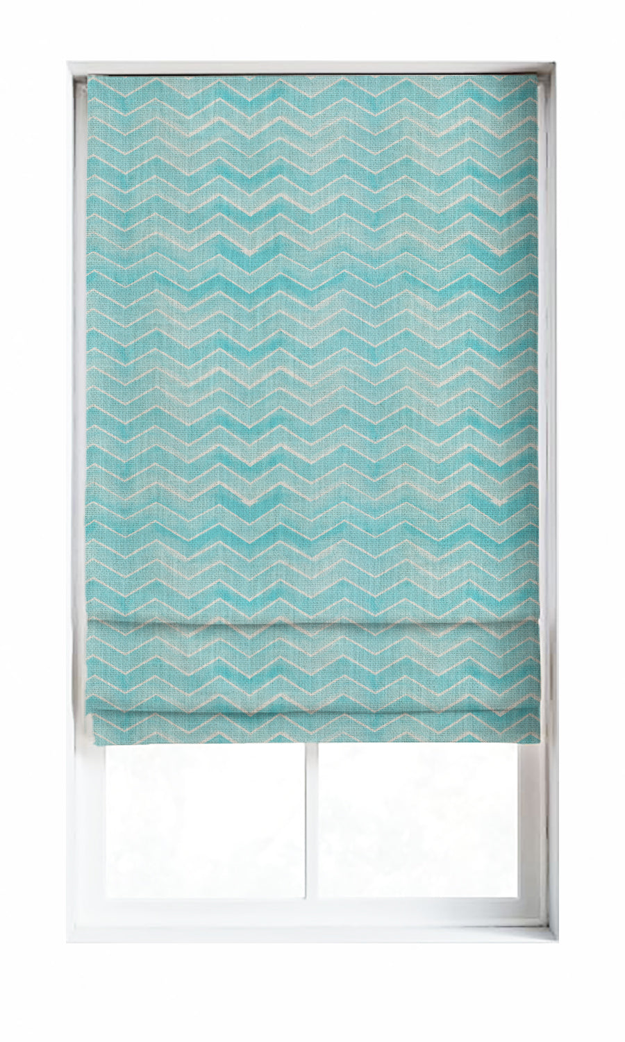 Chevron Print Window Treatments Fabric Sample (Eggshell White/ Blue)