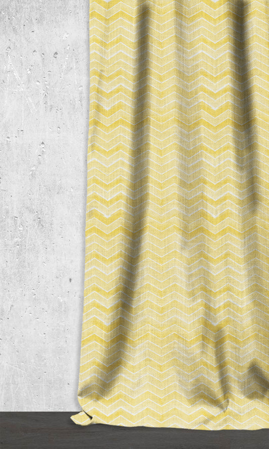 Chevron Print Curtains (White/ Yellow)