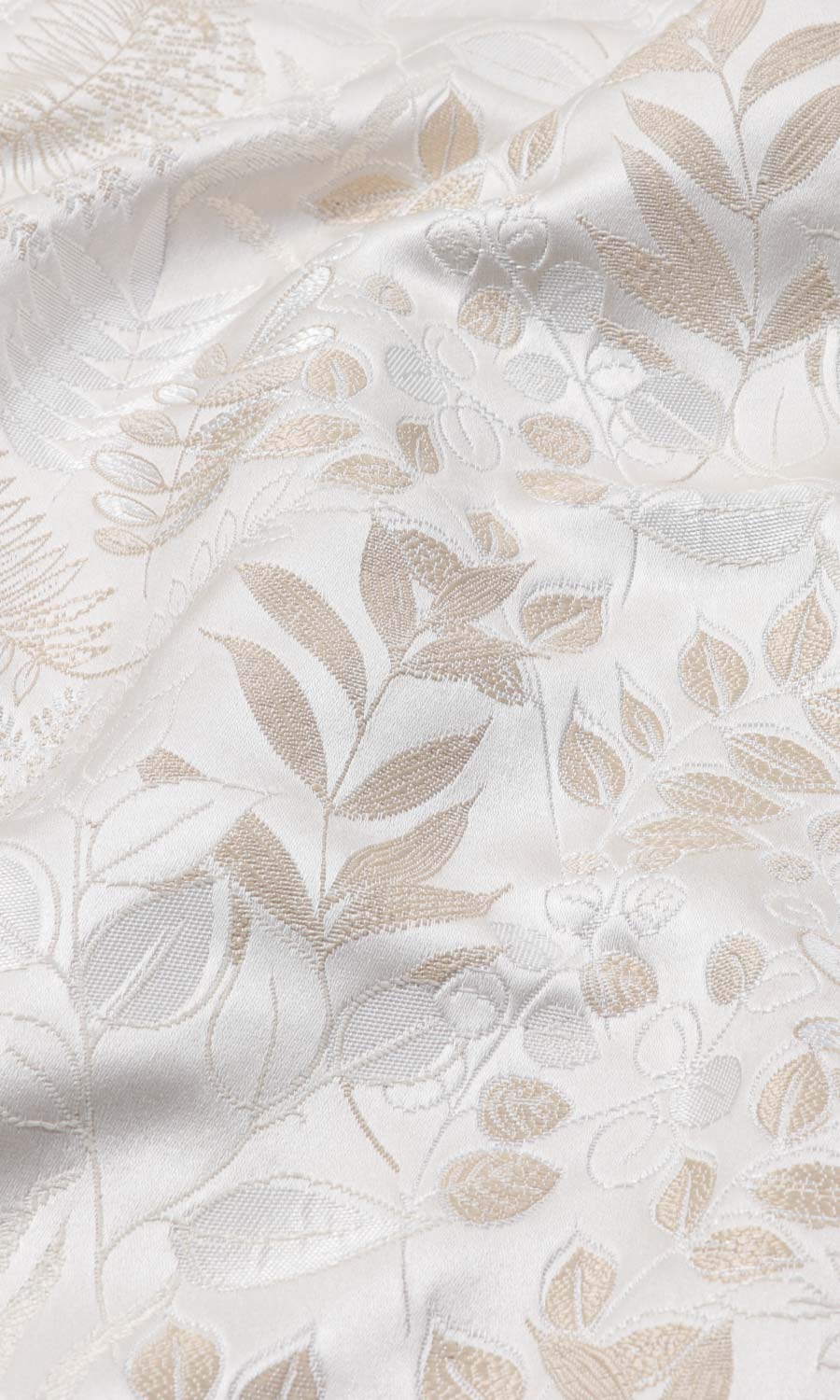 Botanical Home Textile Fabric Material Sample (White/ Ivory)
