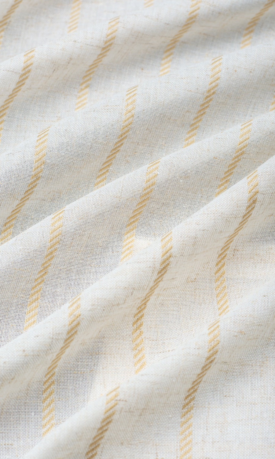 Striped Sheer Fabric By the Metre for Curtains & Drapes (White/ Mustard Beige)