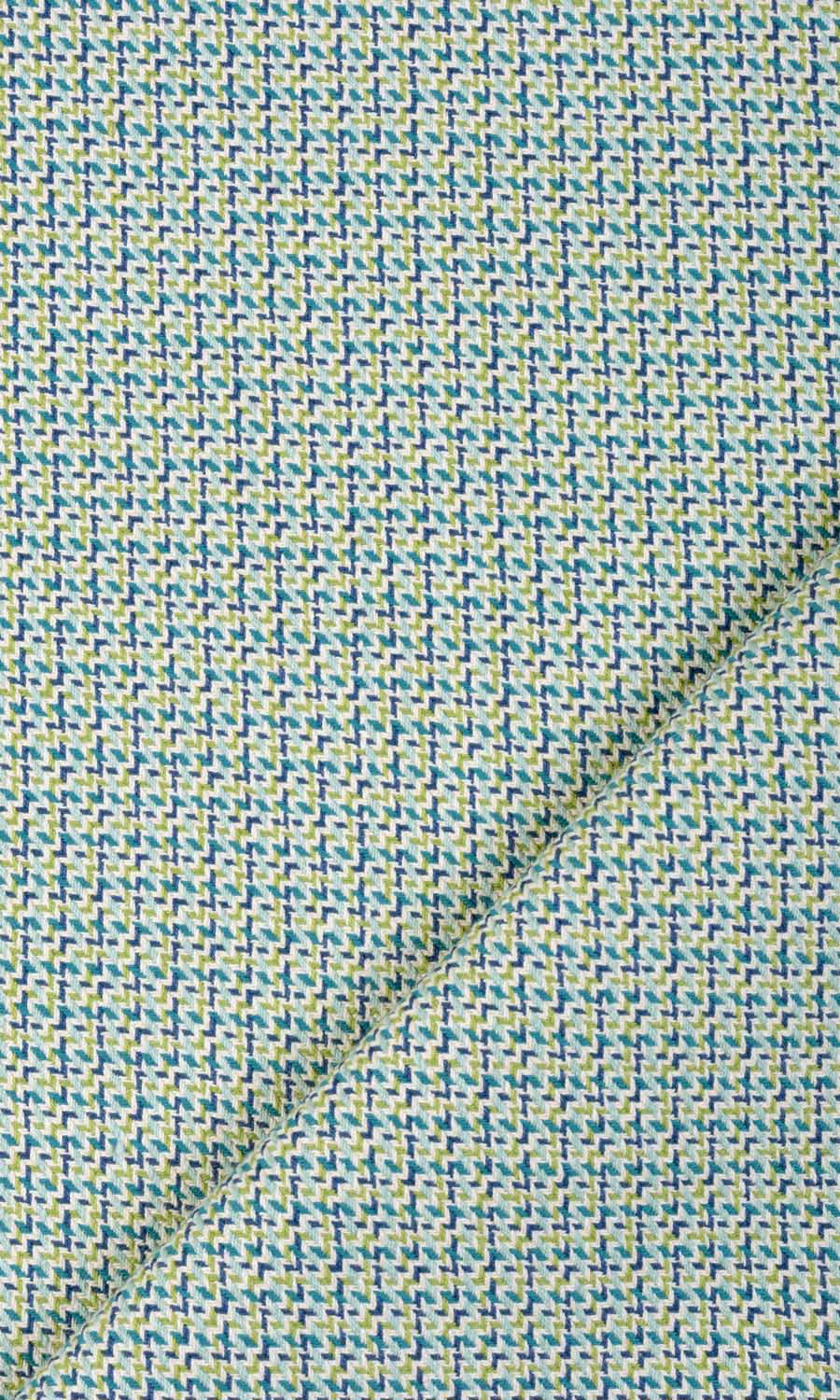 Houndstooth Patterned  Fabric Material By the Metre (Blue/ Green)