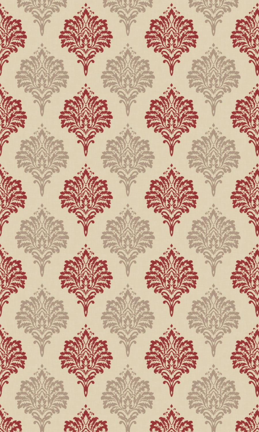Damask Dimout Home Textile Fabric Material By the Metre (Red/ Stone Grey)