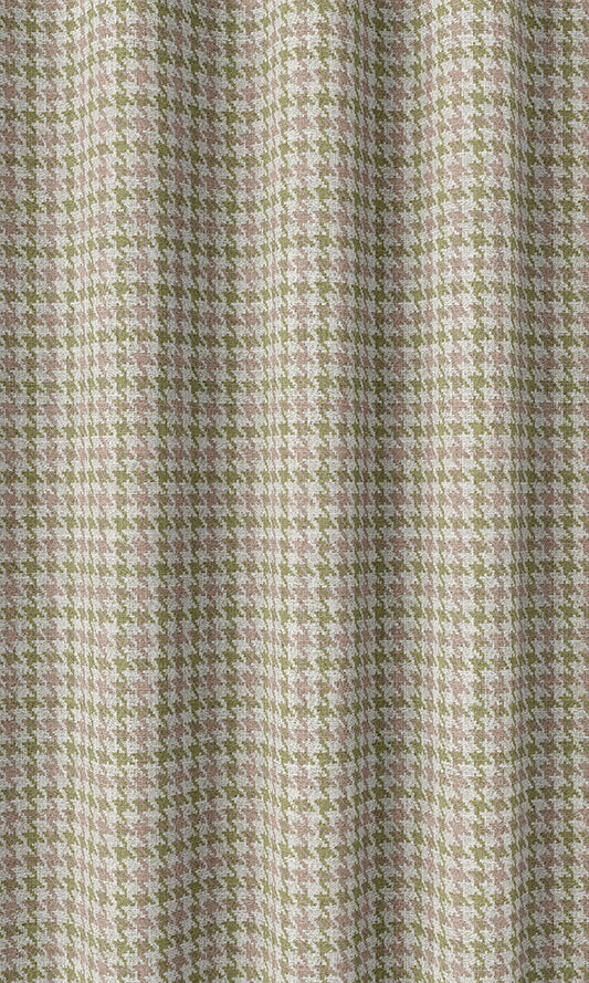 Houndstooth Patterned Drapes (Green & Pink)
