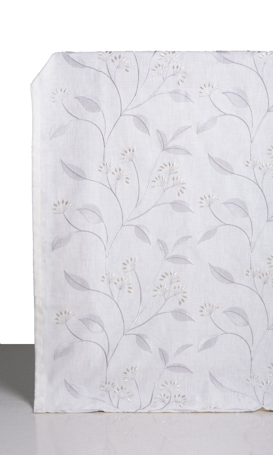 Floral Embroidery Window Treatments Fabric By the Metre (White/ Cream)