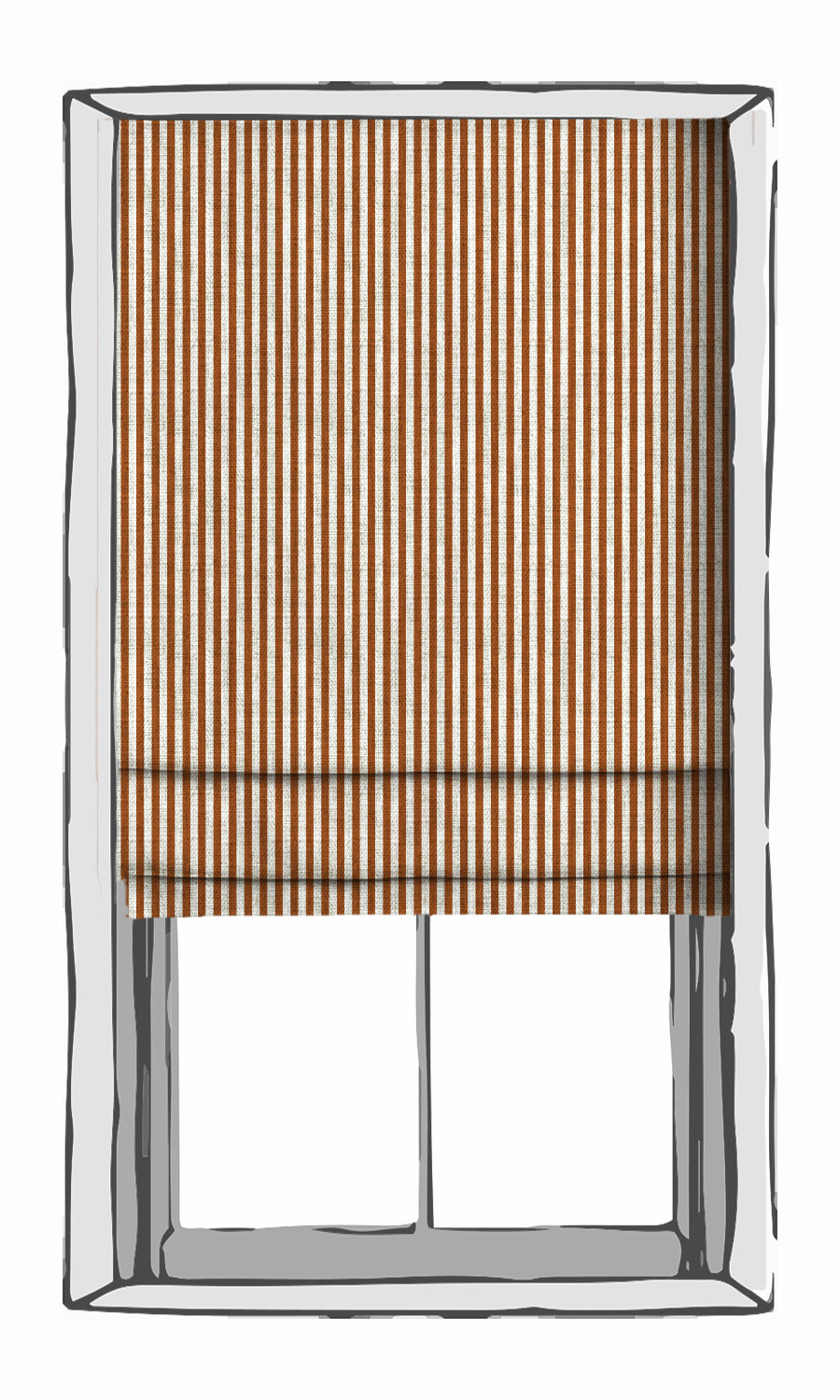 Modern Striped Fabric Material By the Metre (Burnt Orange/ White)