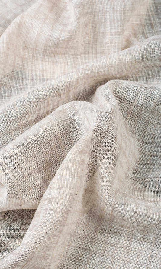 Checked Sheer Home Décor Fabric Sample (Cream/ Pale Beige)