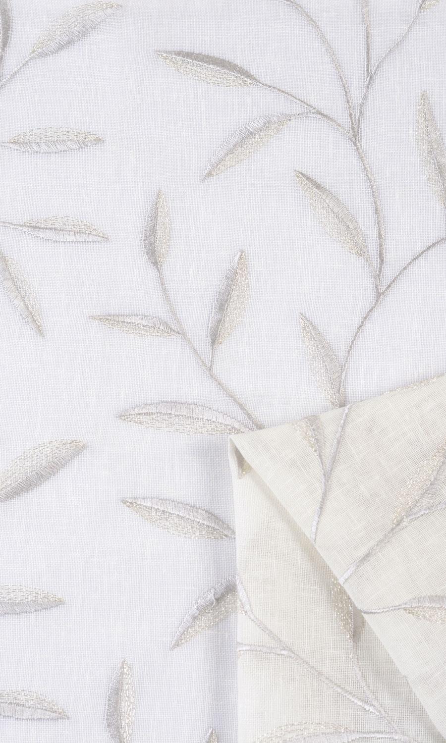 Sheer Floral Embroidered Window Treatments Fabric Sample (White/ Gray)