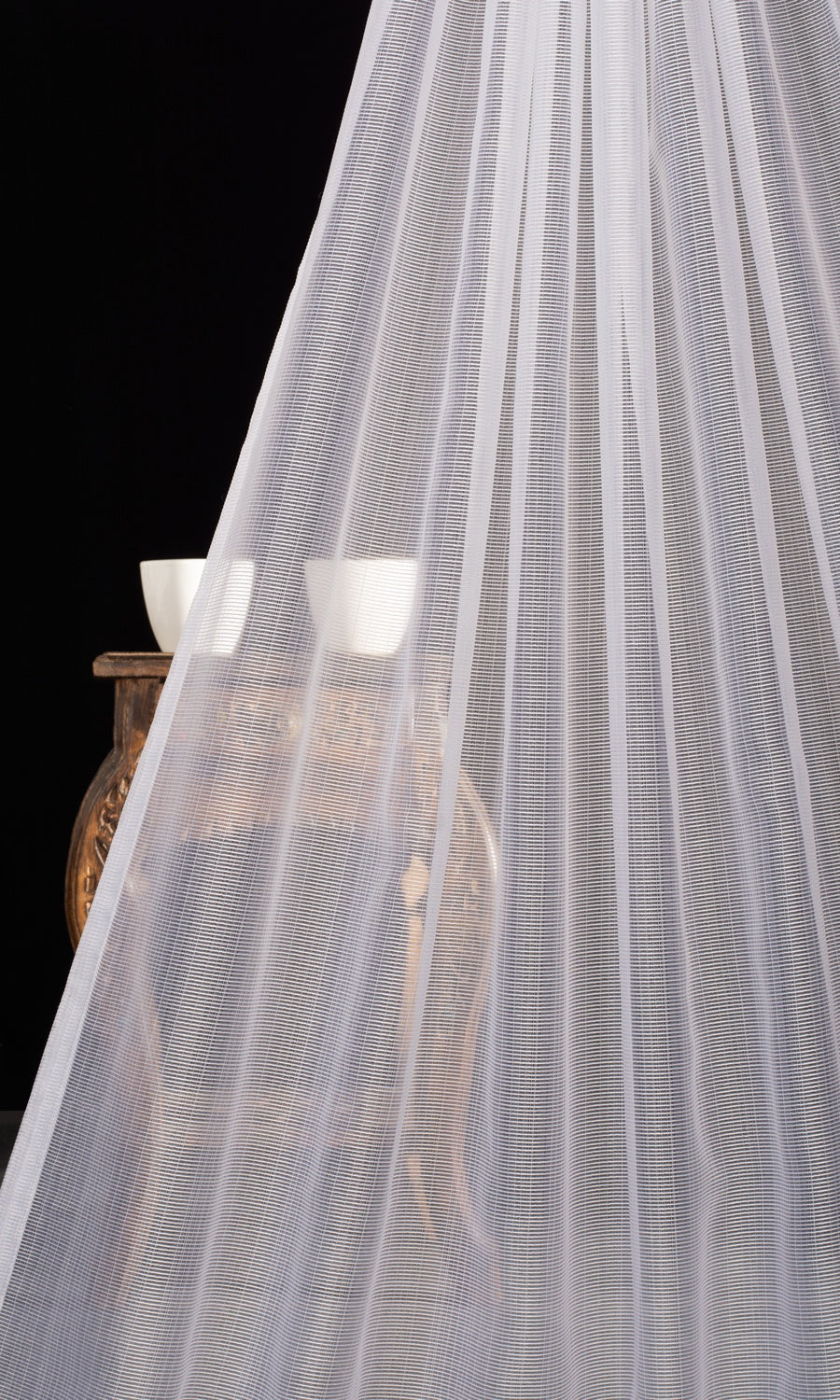 Textured Sheer Home Textile Fabric Material Sample (White)