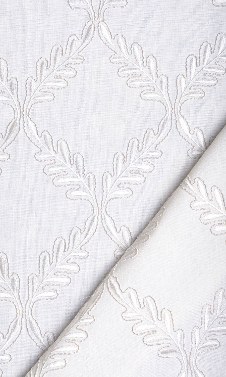 Poly-Linen Embroidered Fabric Material By the Metre (White/ Cream)