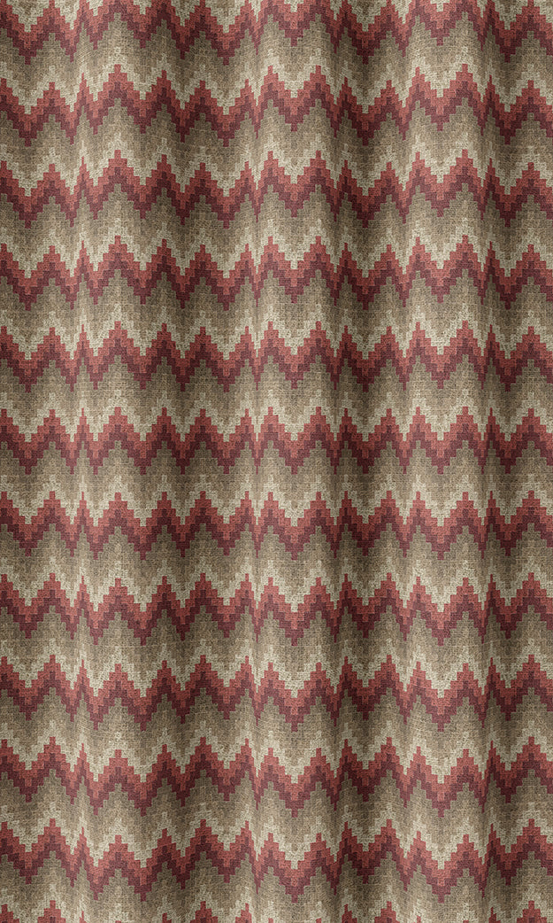 Chevron Patterned Home Textile Fabric Material Sample (Red & Brown)