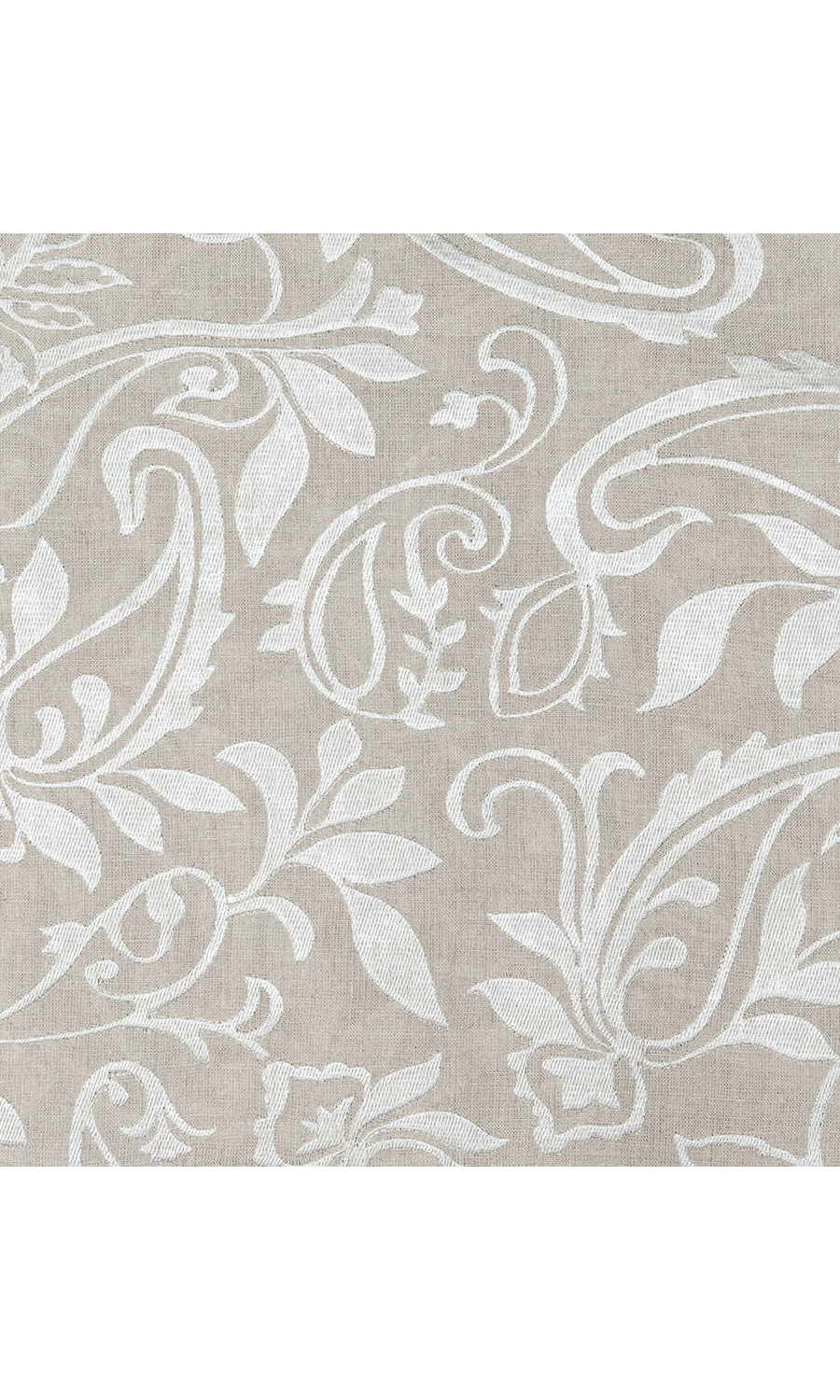 Floral Embroidered Linen Home Textile Fabric Material Sample (Brown)