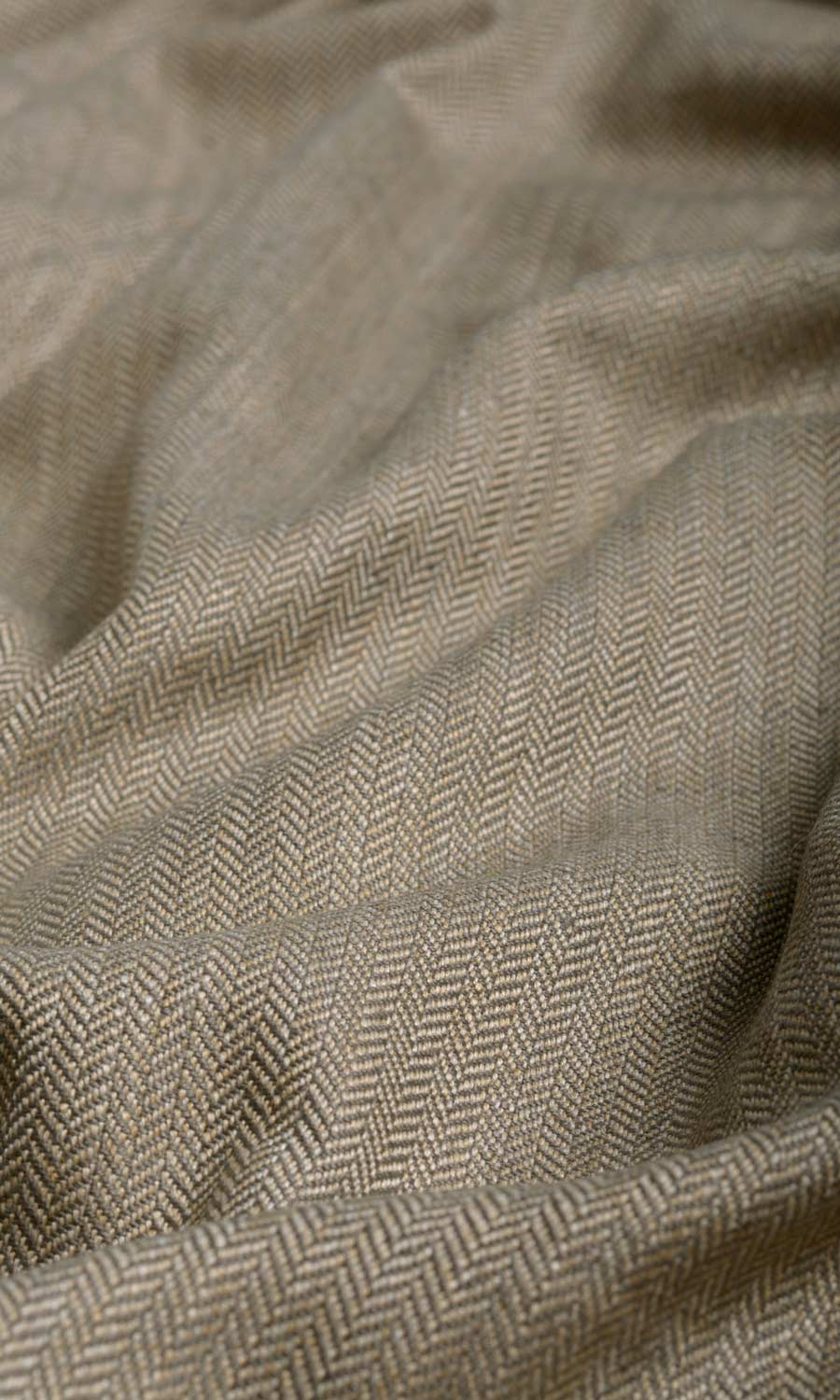 Herringbone Textured Fabric By the Metre for Curtains & Drapes (Mocha Brown)
